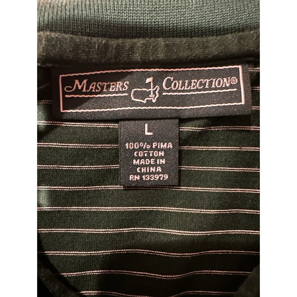 Masters Collection‎ Mens Polo Shirt Golf Green Stripe Pima Cotton Short Sleeve L - Picture 5 of 6